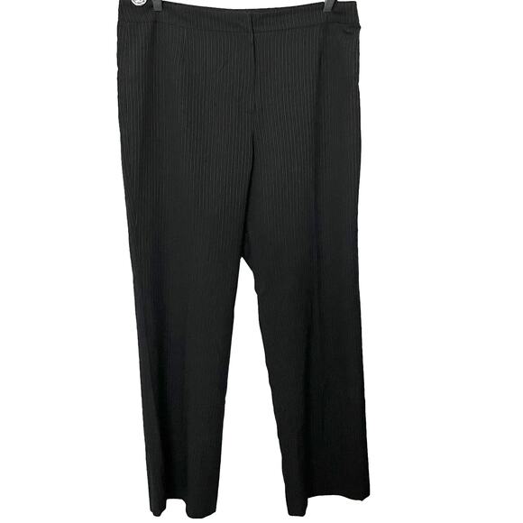 LE SUIT HIGH RISE, WIDE LEG, DRESS PANTS, WOMENS, 14, BLACK/GREY THIN PINSTRIPES - Picture 1 of 10